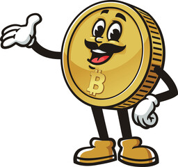 Bitcoin cartoon character with mustache