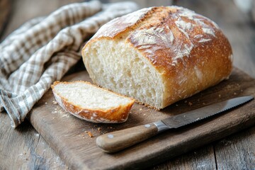 Homemade sandwich bread sliced neatly