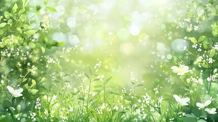 Obraz premium Vibrant Spring Garden Foliage Background in Fresh Green Tones 