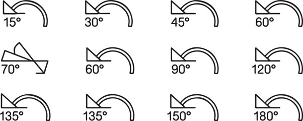 Set of Angle Measurement Illustrations for Design