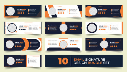 Email Signature Design bundle, Custom HTML Templates with  Photo, Contact Info and Social Media Icons for Gmail, Outlook and Professional Email Branding, 10 set package