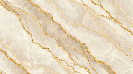 Naklejka premium Luxurious Creamy Marble Surface With Intricate Golden Veins Elegant Pattern Beautiful Texture