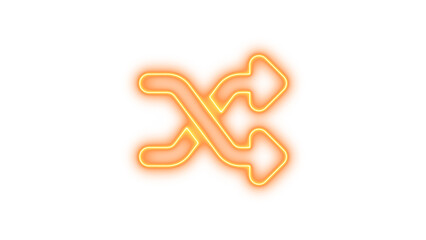 Glowing Neon Shuffle Icon, Neon shuffle glow with transparent background