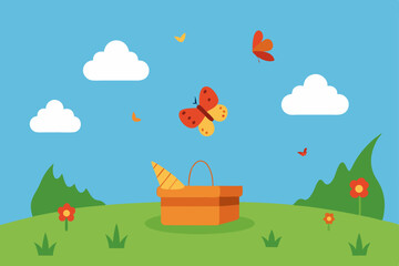 Fototapeta premium vector illustration of a garden