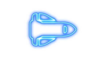 Neon outline of a space shuttle glowing, Neon shuttle space glow with transparent background