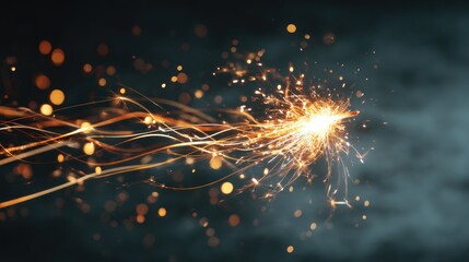 Fototapeta premium Fiery sparkler trails through smoke