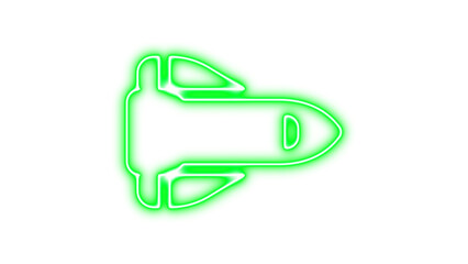 Neon outline of a space shuttle glowing, Neon shuttle space glow with transparent background