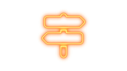 Neon sign with two directional arrows pointing left and right, Neon signs post glow with transparent background