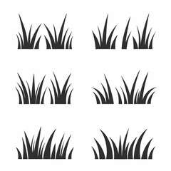 Grass Icon Set Flat Vector Silhouette Collection.