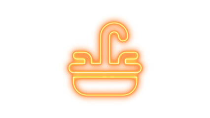 Obraz premium Neon sign of a kitchen sink with faucet, Neon sink glow with transparent background
