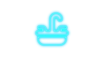 Neon sign of a kitchen sink with faucet, Neon sink glow with transparent background