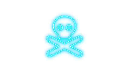 Glowing neon skull and crossbones symbol, Neon skull crossbones glow with transparent background
