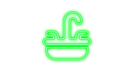 Neon sign of a kitchen sink with faucet, Neon sink glow with transparent background