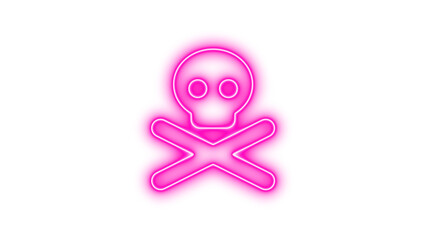 Fototapeta premium Glowing neon skull and crossbones symbol, Neon skull crossbones glow with transparent background