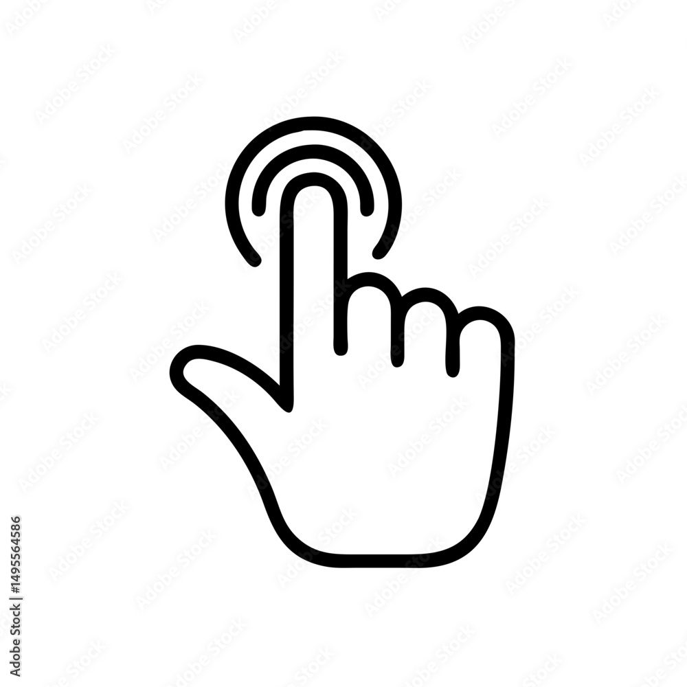 Poster black outline icon showing a finger touching a fingerprint sensor. could be used for security blogs 