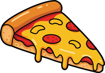 Yummy Pizza Slice Cartoon