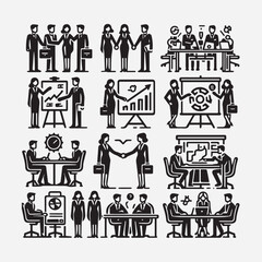 Wellness, Insurance, and Business Icons Set – Black Vector Line & Solid Illustrations