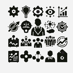 Wellness, Insurance, and Business Icons Set – Black Vector Line & Solid Illustrations