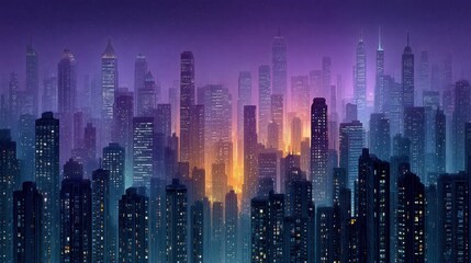 Cityscape at twilight