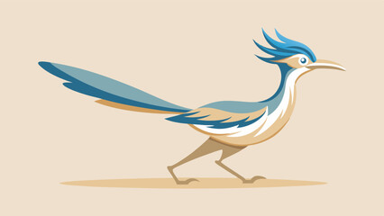 Stylized roadrunner bird mid stride dynamic sleek pose vector illustration