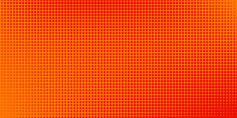 Dots halftone orange color pattern gradient texture with technology digital background. Dots pop art comics with summer background.