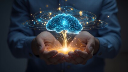 A mentorship session where wisdom flows as liquid light into a mentee’s mind