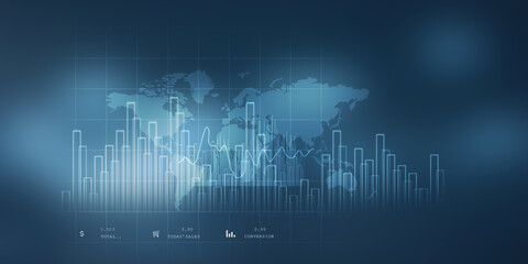 2d illustration Stock market online business concept. business Graph 
