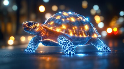 Cyber Tortoise in City Lights