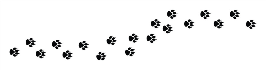 Paw vector foot trail on white background. foot trail cat or Dog, path pattern animal tracks, isolated on white background