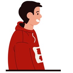 one Man stands and looks at a vector flat illustration of a man isolated on a white background