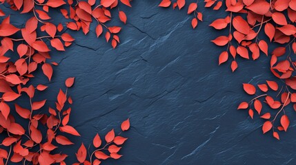 Vibrant Autumn Leaves on Blue Background Captivating Seasonal Image