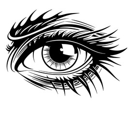 Detailed Eye Black SVG Vector Outline Illustration