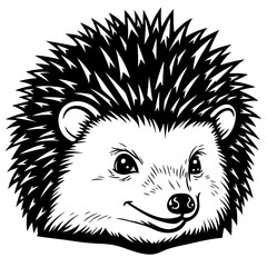 Hedgehog Face Vector SVG Black and White Outline Art