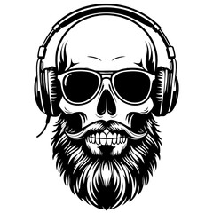 Skull with Headphones SVG Vector Illustration