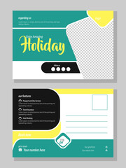 Fashionable holiday travel  postcard design template