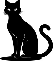 Cat black silhouette vector icon on white or transparent background