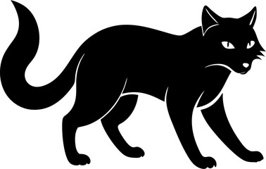 Cat black silhouette vector icon on white or transparent background
