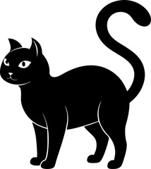 Cat black silhouette vector icon on white or transparent background