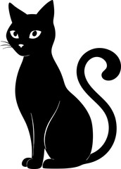 Cat black silhouette vector icon on white or transparent background