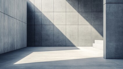 Obraz premium Empty concrete space, sunlit angles