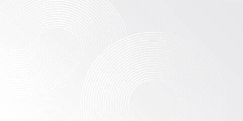 Fototapeta premium Simple white glowing geometric lines on gray background. Modern shiny blue circle modern abstract