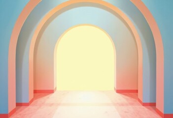 Fototapeta premium Colorful arches leading to a bright, illuminated space