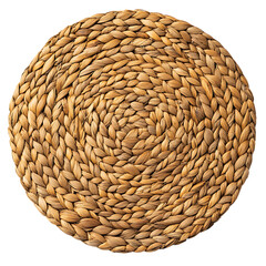 Modern Eco Straw Mat with Natural Woven Texture Isolated on Transparent Background