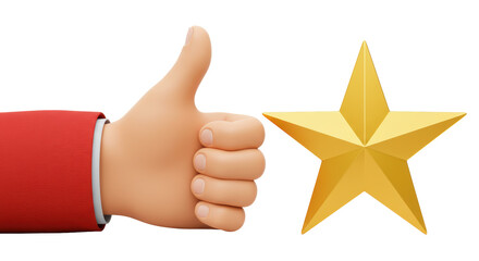 Isolated Thumbs Up and Golden Star