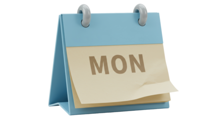 Isolated Calendar with Monday Indicated