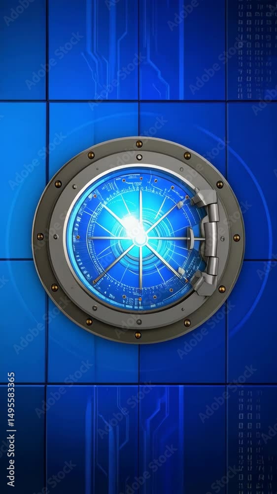 Aufkleber futuristic navigation interface with blue background and porthole design