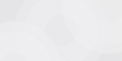 White geometric abstract background overlap layer on bright space with lines effect decoration. Modern graphic design element circles style concept for banner.