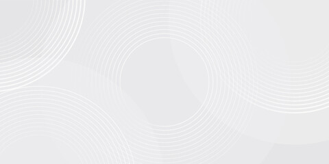 Fototapeta premium White geometric abstract background overlap layer on bright space with lines effect decoration. Modern graphic design element circles style concept for banner.