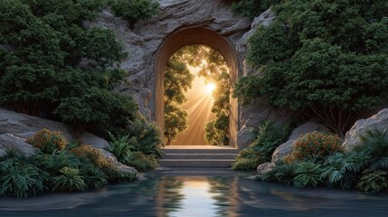 Glowing doorway doorway symbolism with surreal glowing doorway symbolism in ambient space for emotional visual storytelling. 