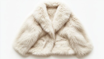 Cream faux fur jacket,  studio shot